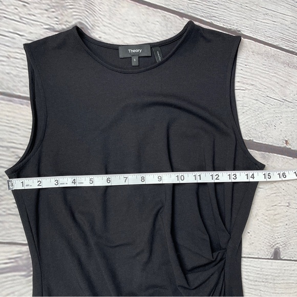 THEORY Jorainna SL2 black stretch cotton midi sheath dress, size S - Picture 9 of 12